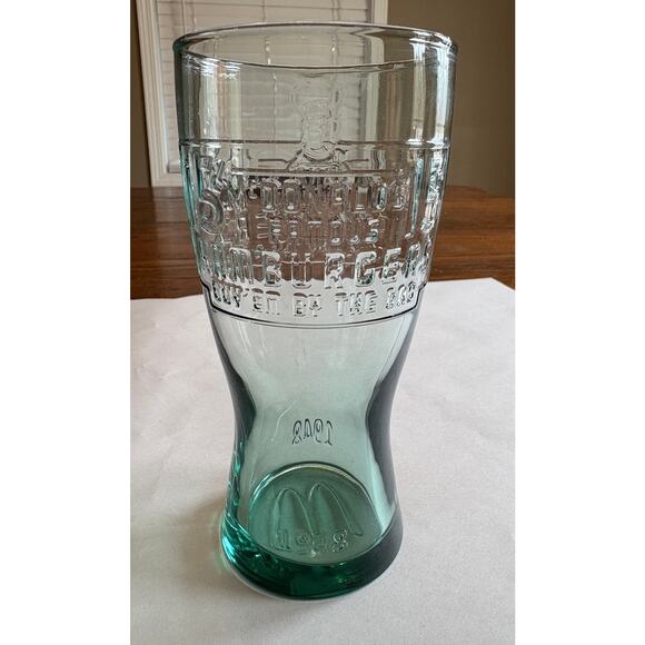 Embossed McDonald's 1948 Famous 15 Cent Hamburgers Green Collector Glass - Picture 3 of 7